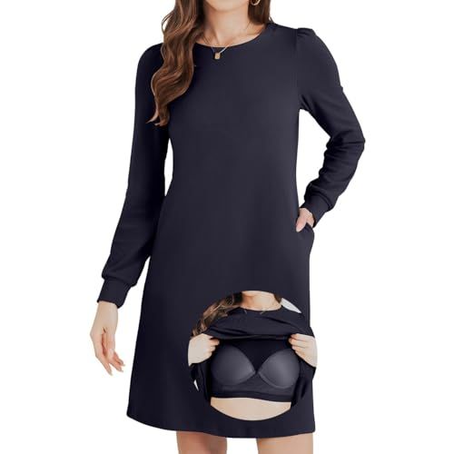 ANYFITTING Ribbed Sweater Dress with Built-In Bra