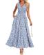 AUSELILY Floral V-Neck Smocked Tiered Maxi Dress