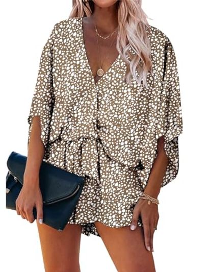 PRETTYGARDEN Floral Wrap Romper with Pockets