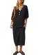 Cutiefox Waffle Knit Sweater Dress, V-Neck Batwing, Black