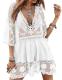 Eomenie Contrast Lace V-Neck Swim Cover-Up Dress