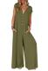 MEROKEETY Deep V-Neck Wide-Leg Cap-Sleeve Jumpsuit