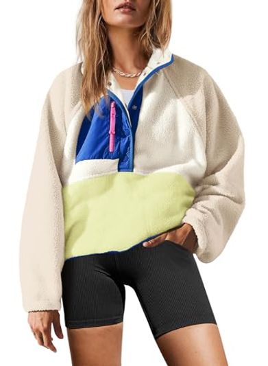 Yanekop Fuzzy Fleece Button-Down Sherpa Jacket