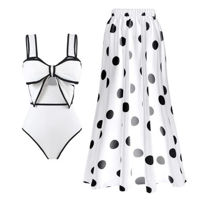 RUDHSJNJK Women's One-Piece Swimsuit with Cover-Up Skirt