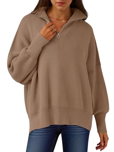 ANRABESS Oversized Quarter-Zip Slouchy Sweater