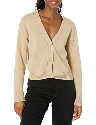 Amazon Essentials V-Neck Cropped Cardigan, Tan