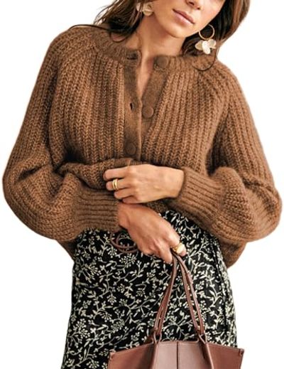 Bianstore Women's Button Down Knit Cardigan Sweater