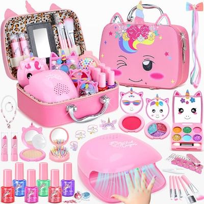 PERRYHOME Kids Makeup Kit and Nail Set for Girls