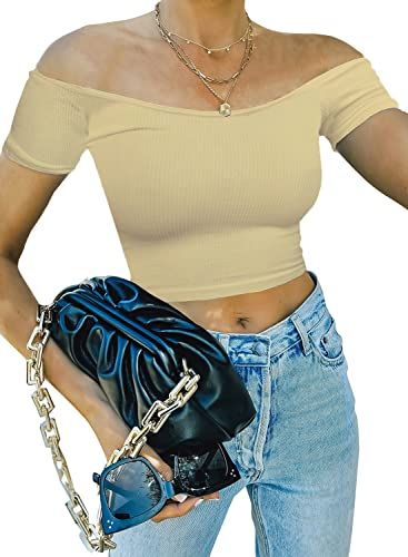 LOLONG Off-Shoulder Ribbed Knit Crop Top
