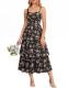 Scarlet Darkness Floral Tiered Maxi Sundress
