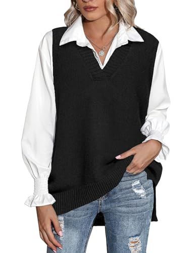 Zeagoo Sleeveless V-Neck Sweater Vest, Black