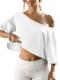 Fisoew Off-Shoulder Cropped Batwing Tee
