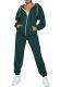 AOHITE 2-Piece Zip Hoodie & Jogger Sweatsuit, Dark Green