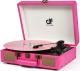 DANFI AUDIO Vintage Bluetooth Suitcase Record Player, Pink