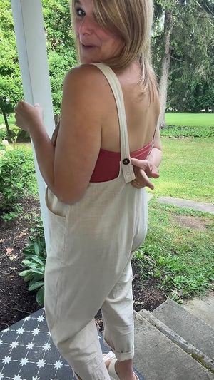 Yeokou Women's Linen Cotton Overalls Jumpsuit