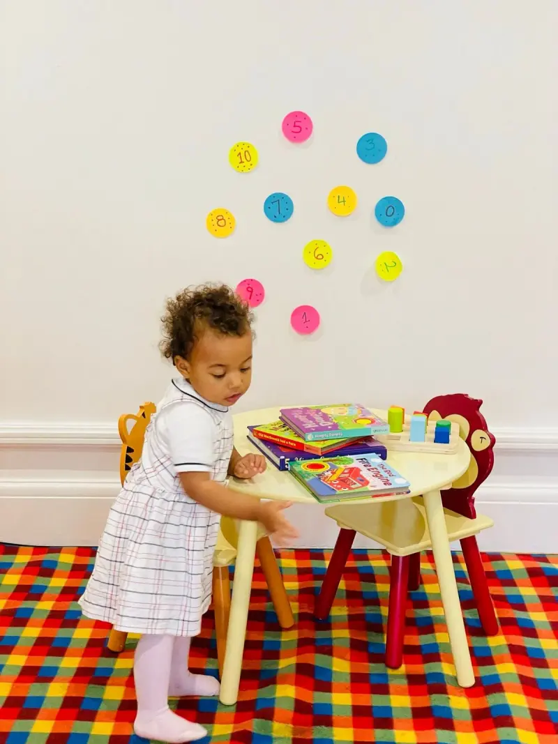 toddler-at-colorful-play-table-with-books-and-number-wall-decor