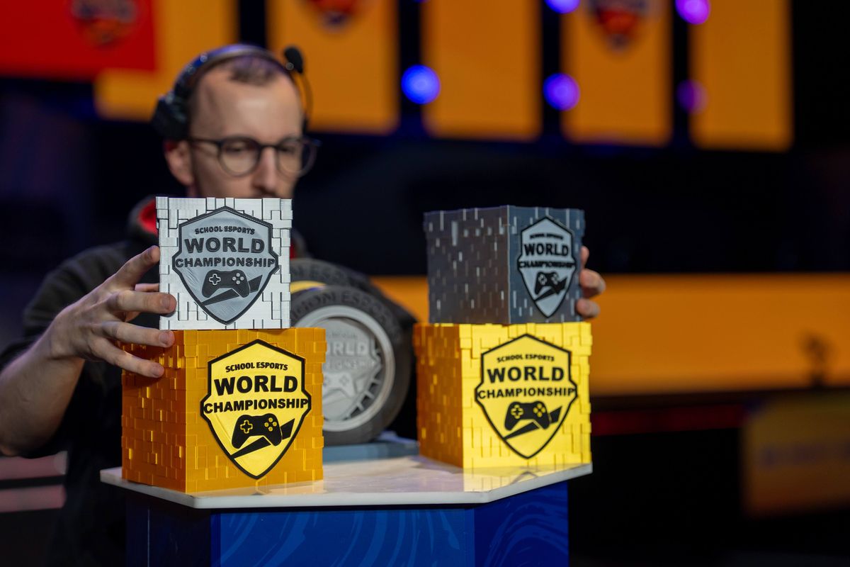 The School Esports World Championship trophies