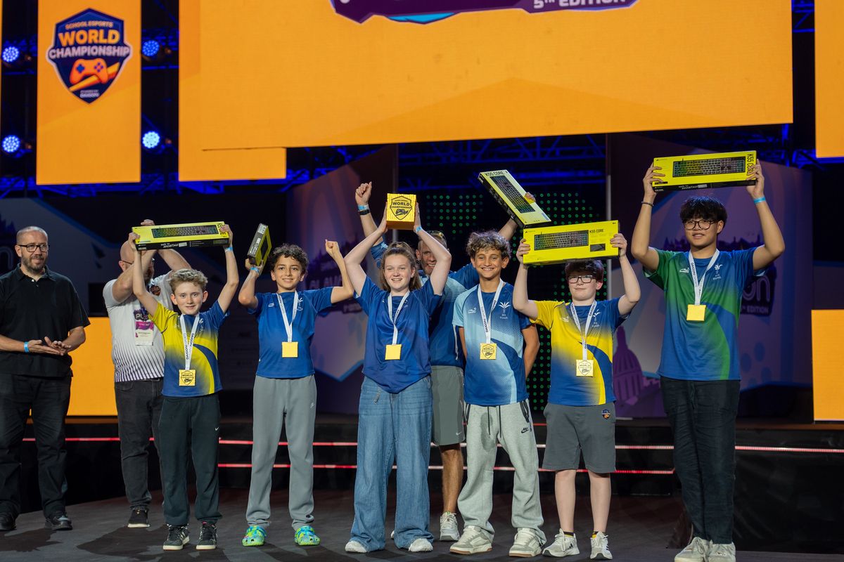 The youngest Minecraft category medallists on stage