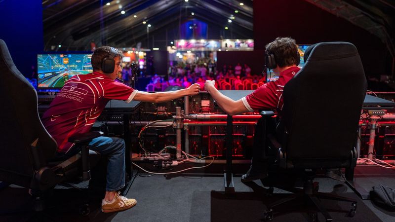 Students competing in a school esports tournament