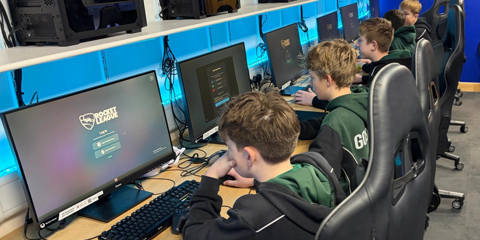 Gosfield School pupils competing in Rocket League at their school esports facility