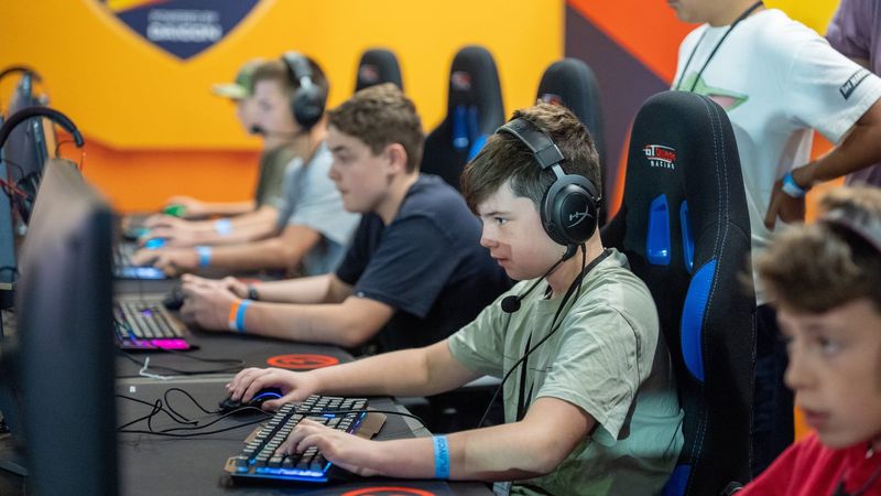 Scarisbrick Hall School pupils competing at gaming PCs during the School Esports World Championships