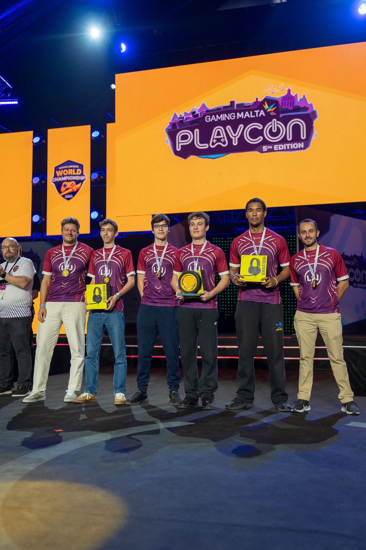 The Rocket League medallists on stage at PLAYCON