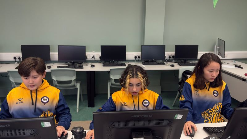 Queen Ethelburga's Collegiate esports players at the School Esports World Championships in Malta