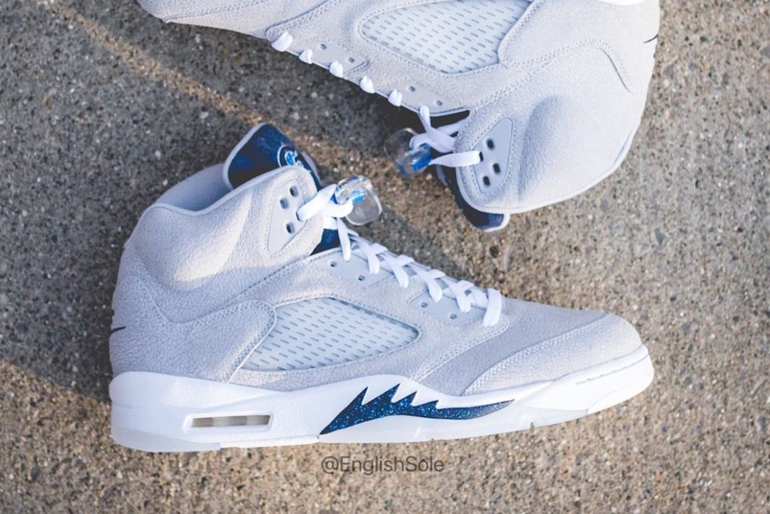 Air Jordan 5 'Georgetown Hoyas' PE up close