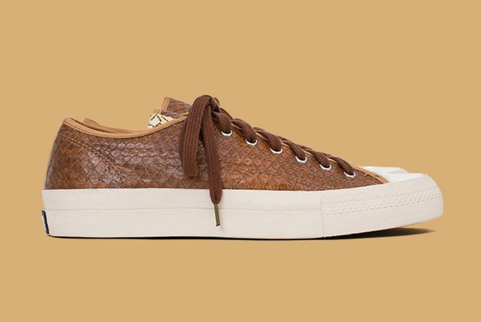 irving python embossed stripe leather sneaker