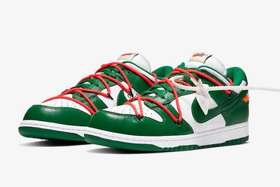 Off White Nike Dunk Low White Green Ct0856 100 Front Angle