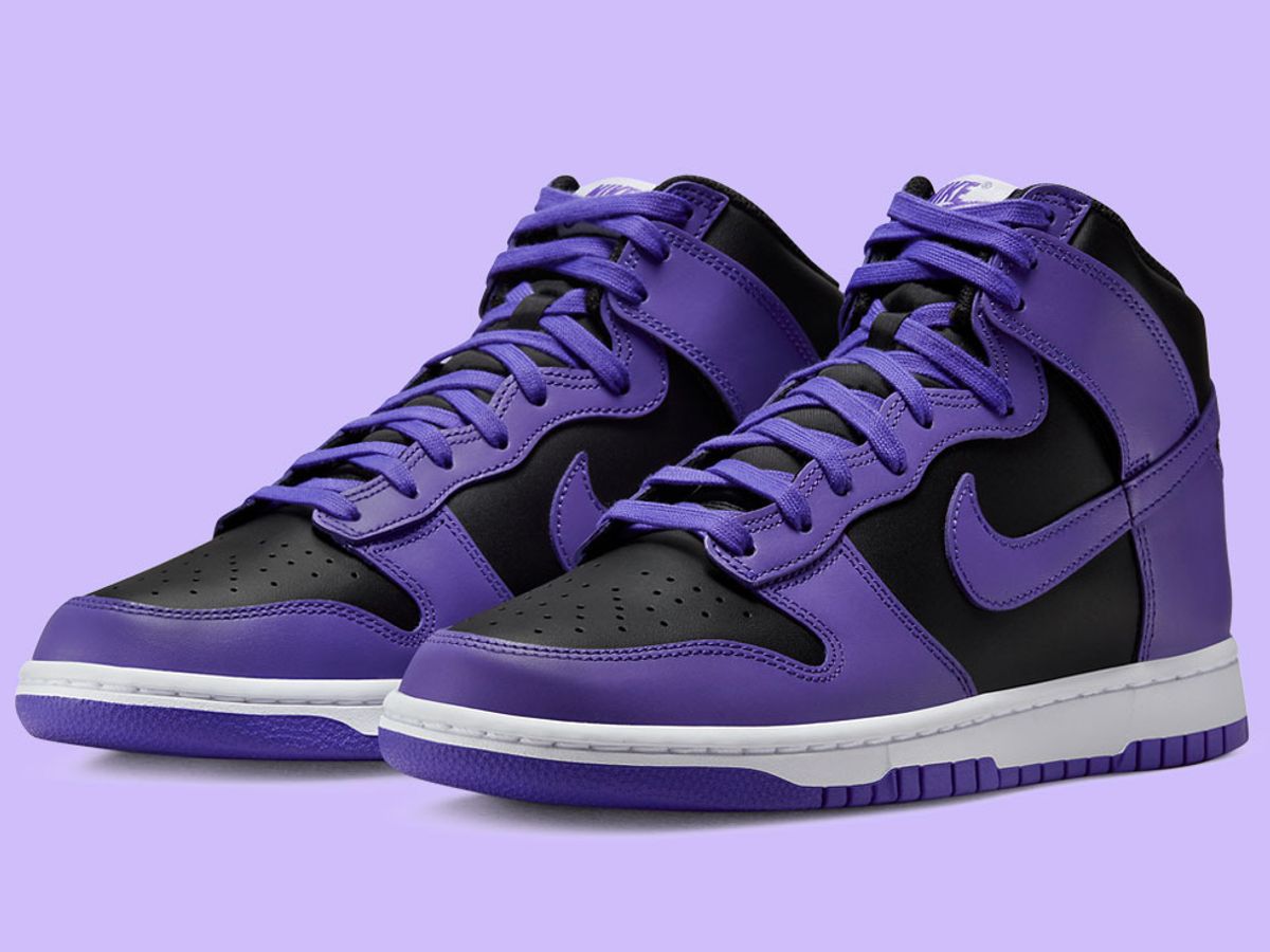 purple and black nike sneakers