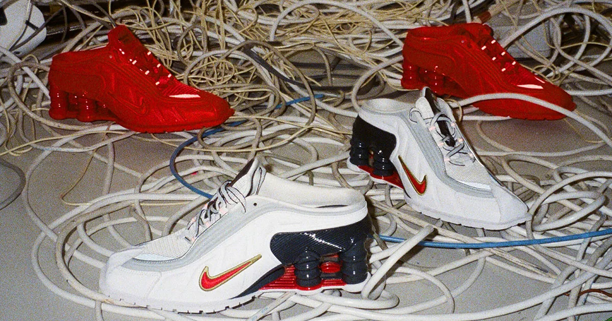 Martine Rose × NIKE Women’s Shox MR4 Nike Shox MR4 Mule Martine Rose Fire Red Black (Women's