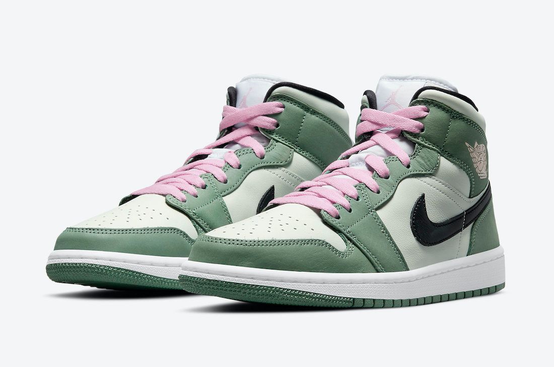 air jordan 1 mid dark teal green and pink