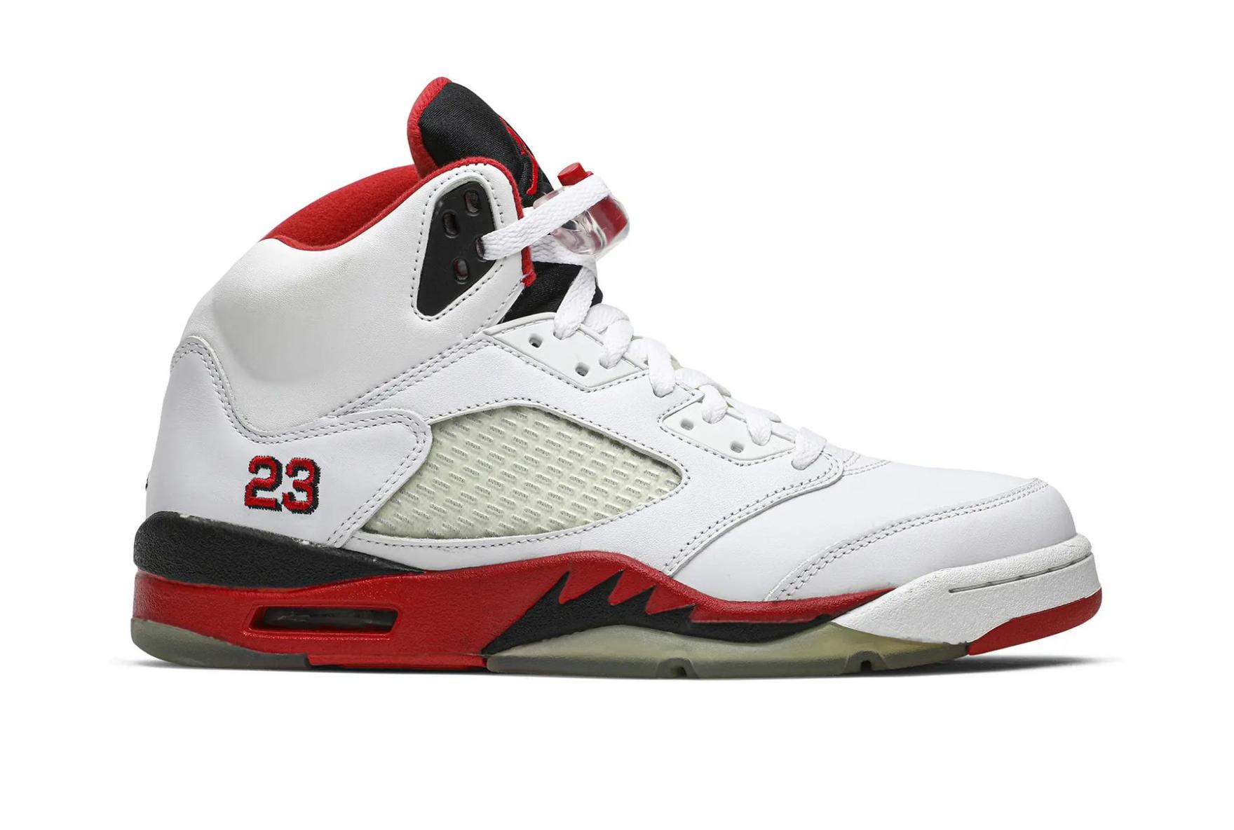 2006 Air Jordan 5 in White and Red with 23 Logo