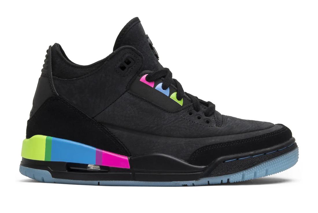 Black and neon pink air jordan 3 Quai 54 sneaker