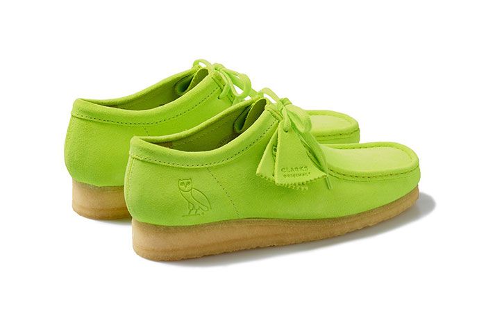 Octobers Very Own Ovo Clarks 2020 Wallabee Neon Rear Angle