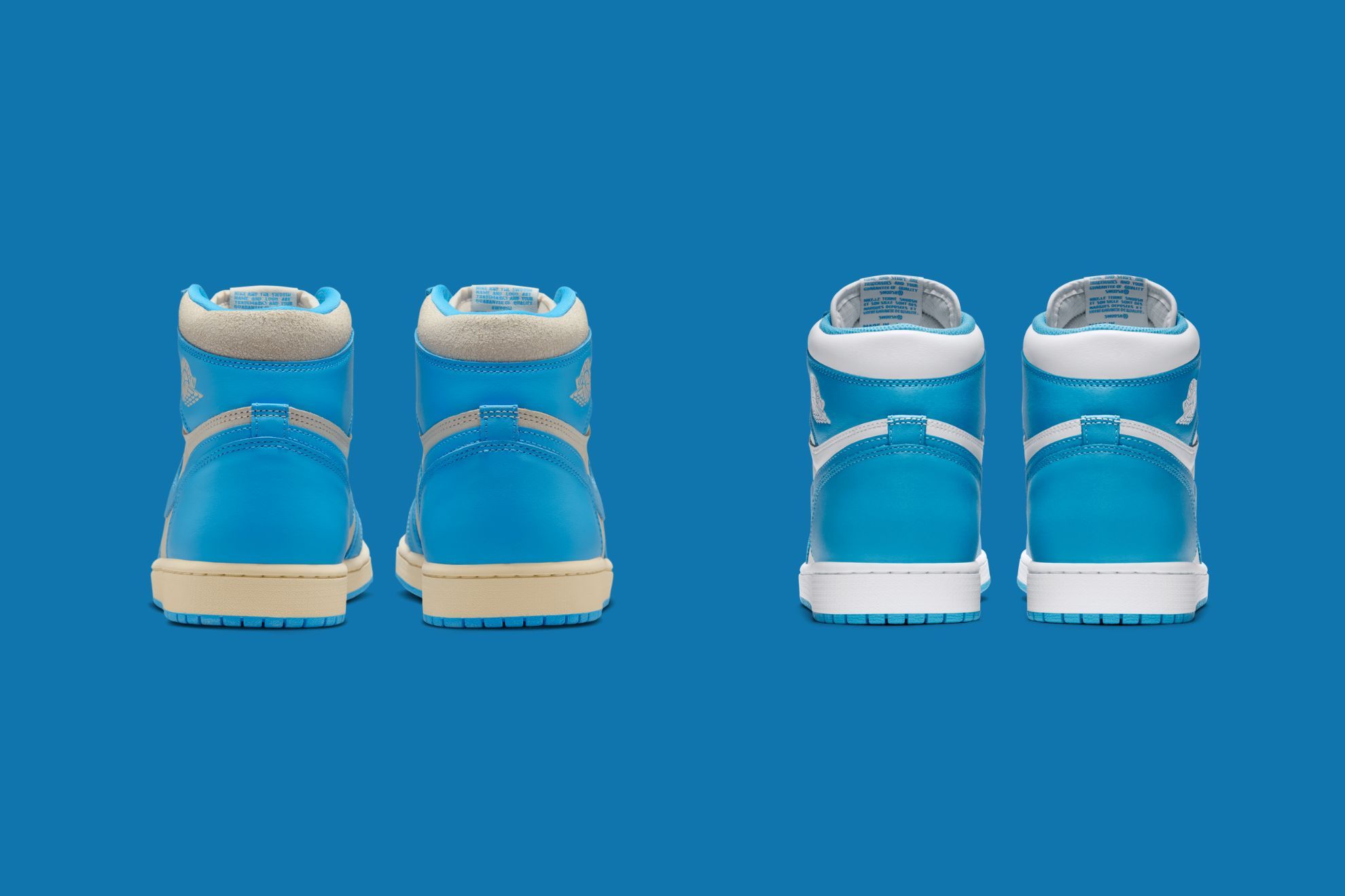 Hinh anh 5: Hinh anh so sanh Air Jordan 1 UNC 2015 va 2025 Reimagined