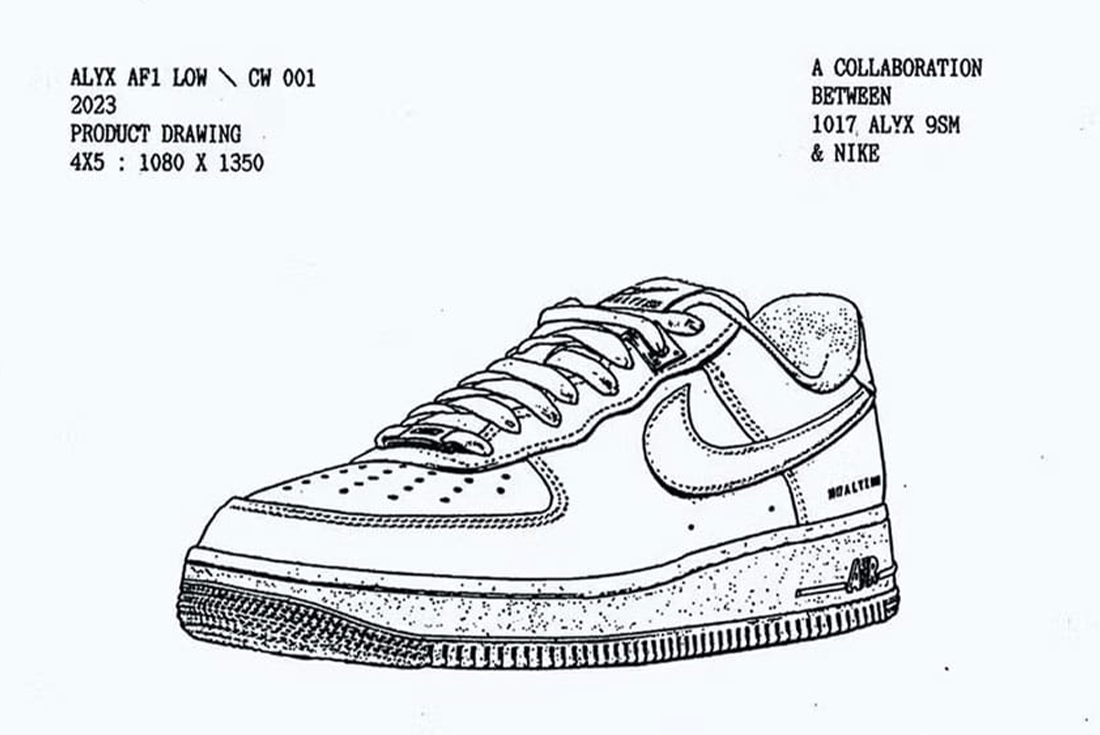 nike air force 1 low drawing