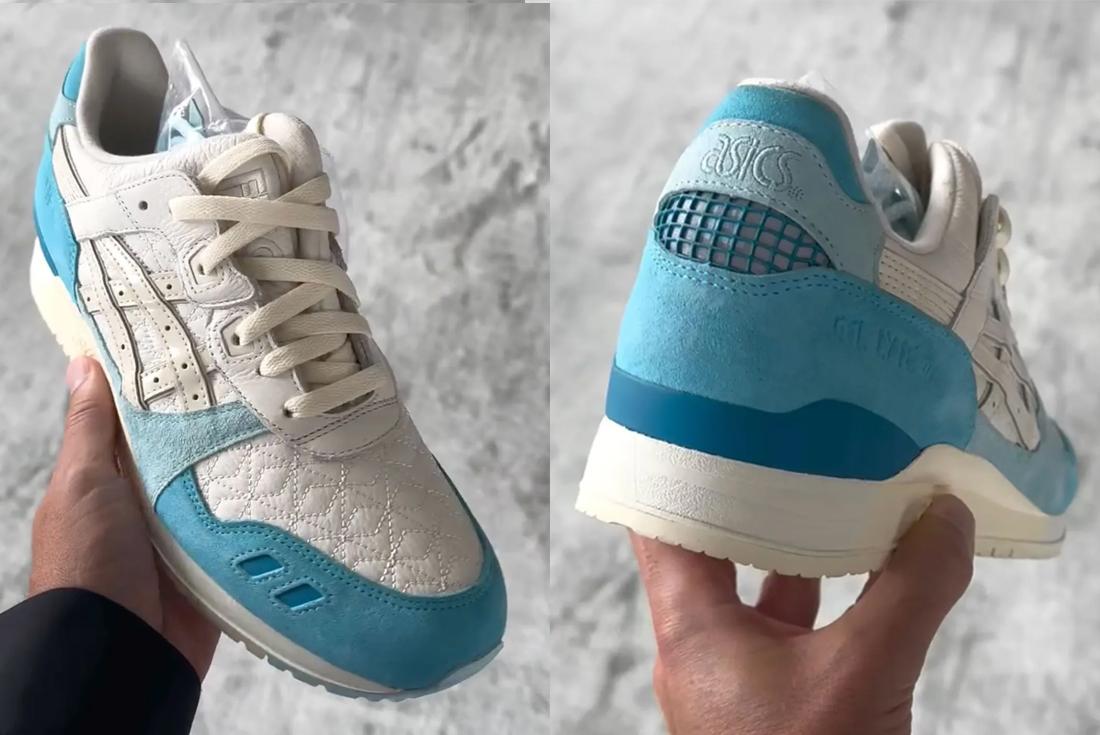 ronnie fieg asics gel lyte iii blue in hand