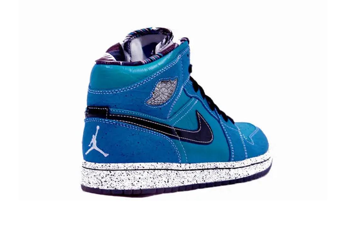 Blue and black air jordan 1 ruff and tuff sneaker