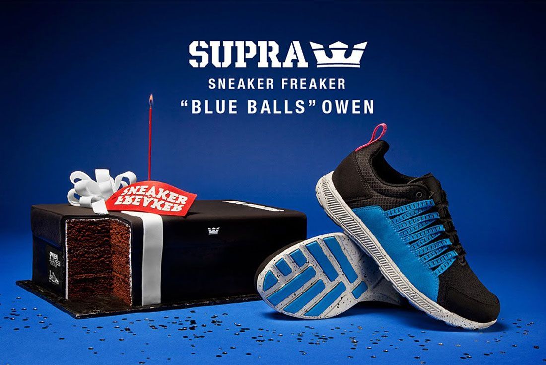 Sneaker Freaker Supra Owen Blue Balls Promo Shot
