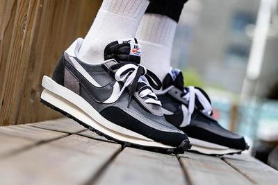 Sacai Nike Ldwaffle Black White Grey On Foot6