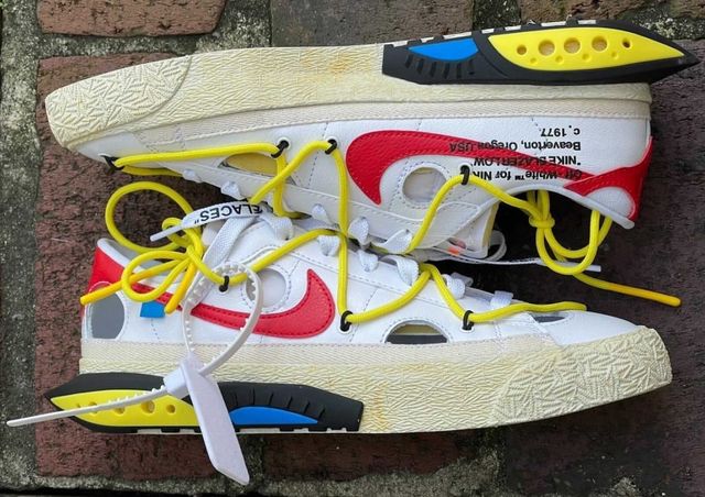 Closer Look: Off-White x Nike Blazer Low in White/University Red ...