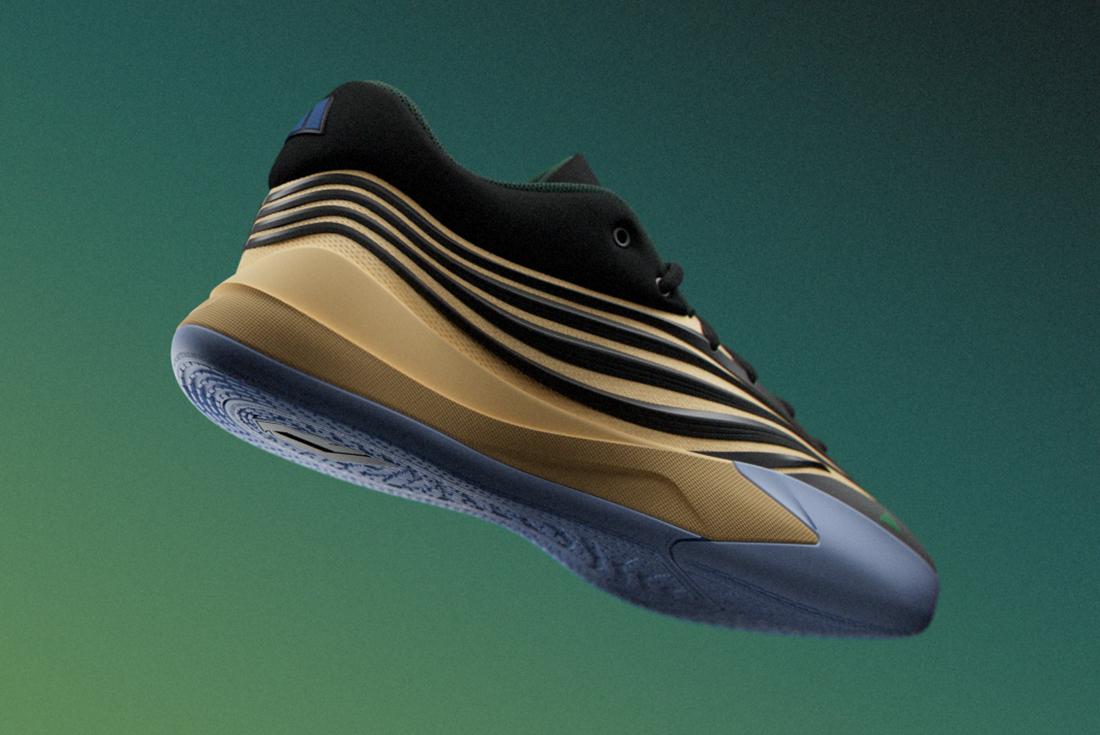 adidas dame x black sulfur green background product shots