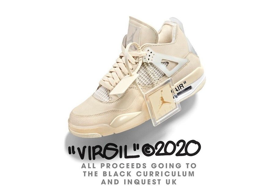 Off-White x Air Jordan 4 Sail Angled