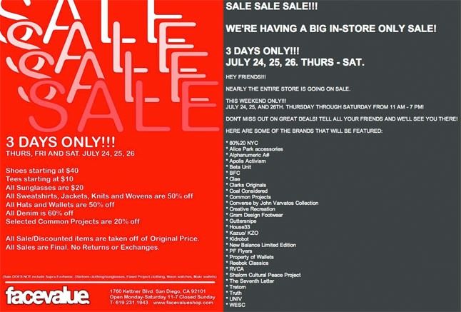 Facevalue Sale 2