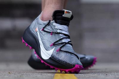 Off White Nike Vapor Street Grey On Foot Front Angle Shot