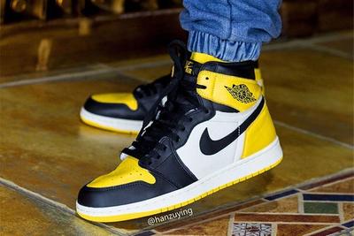 Air Jordan 1 Yellow Toe On Foot 3