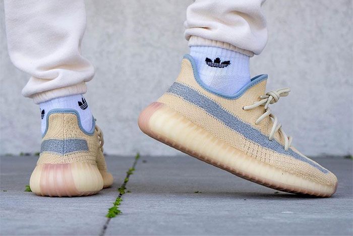 Adidas Yeezy Boost 350 V2 Linen Fy5158 On Feet Right 2