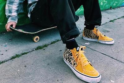 Supreme Vans Sk8 Mid Leopard Yellow On Foot 1